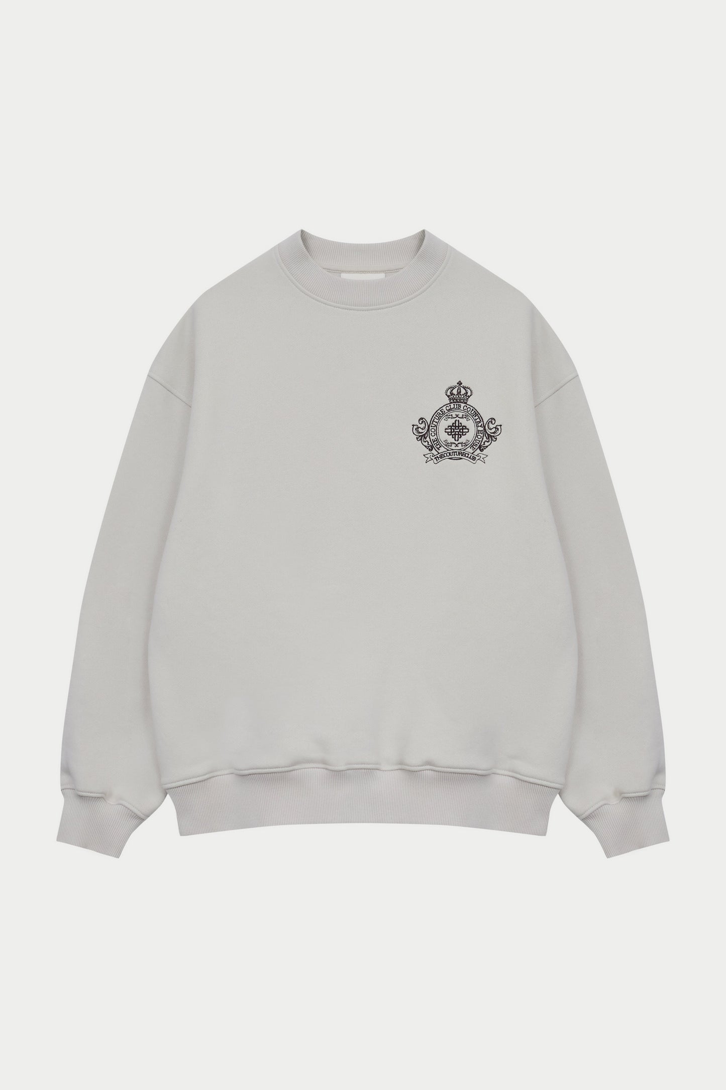 EMBROIDERED CREST OVERSIZED SWEATSHIRT - BONE
