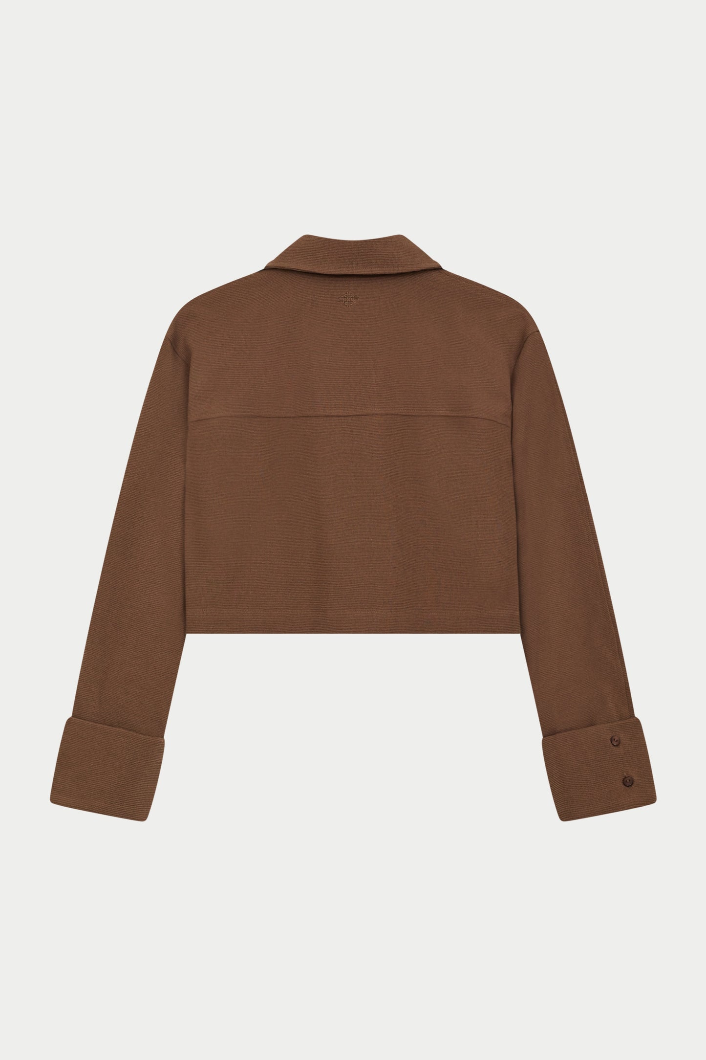 TEXTURED LINEN TIE FRONT SHIRT - BROWN