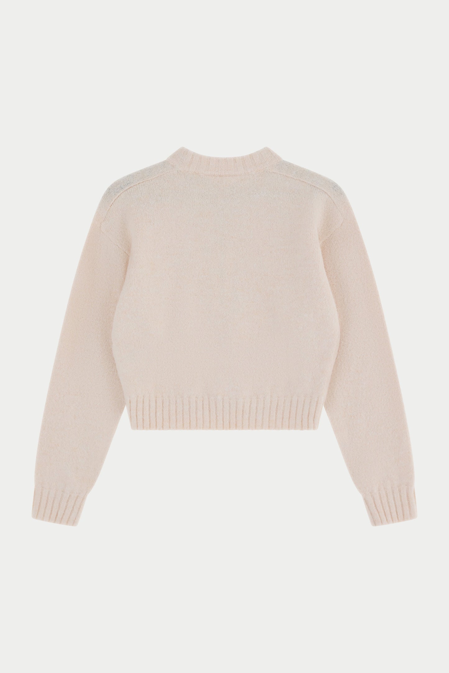 EMBLEM EMBROIDERED KNITTED CREW - BUTTERMILK