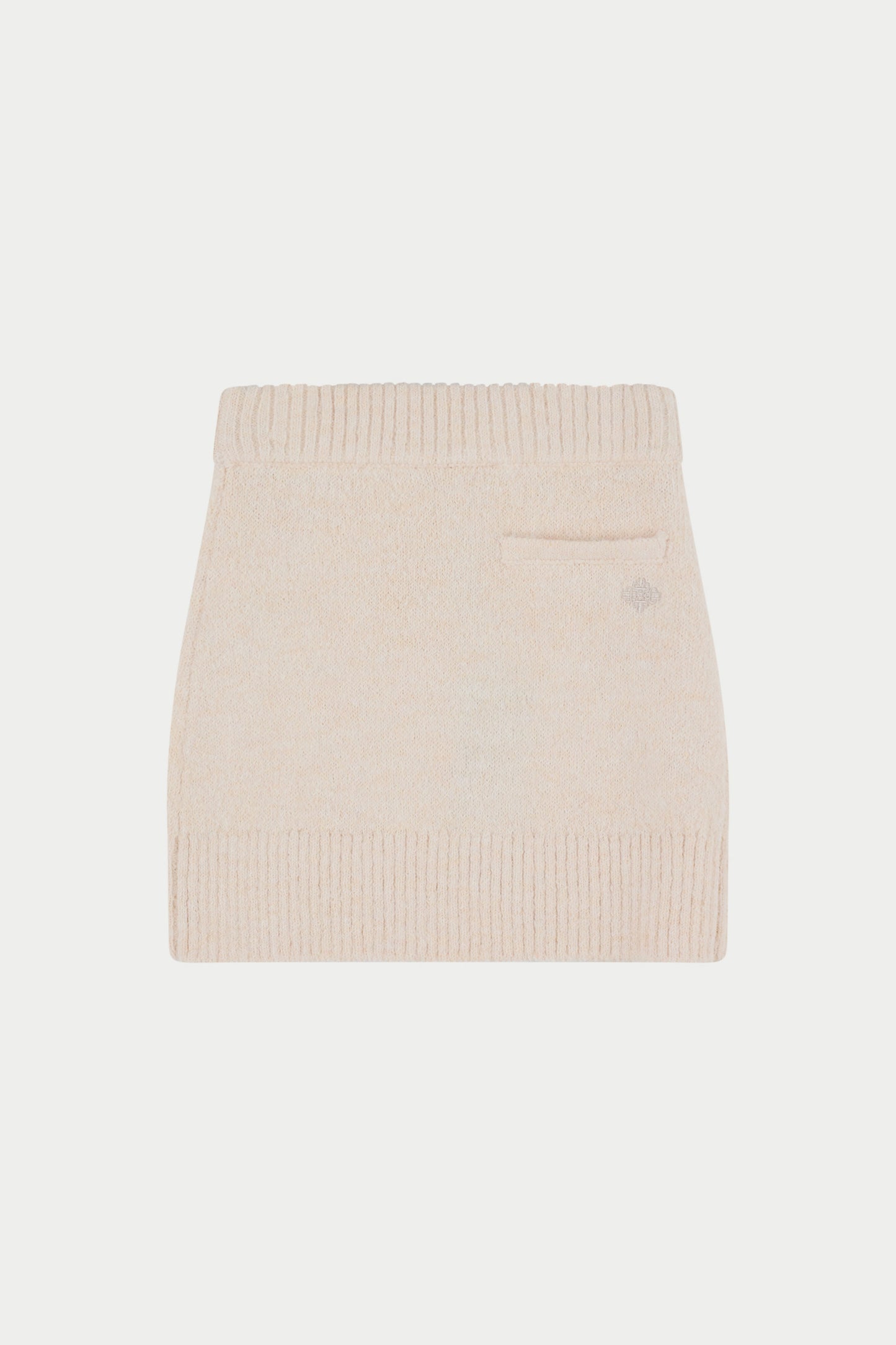 EMBLEM EMBROIDERED KNIT SKIRT - BUTTERMILK