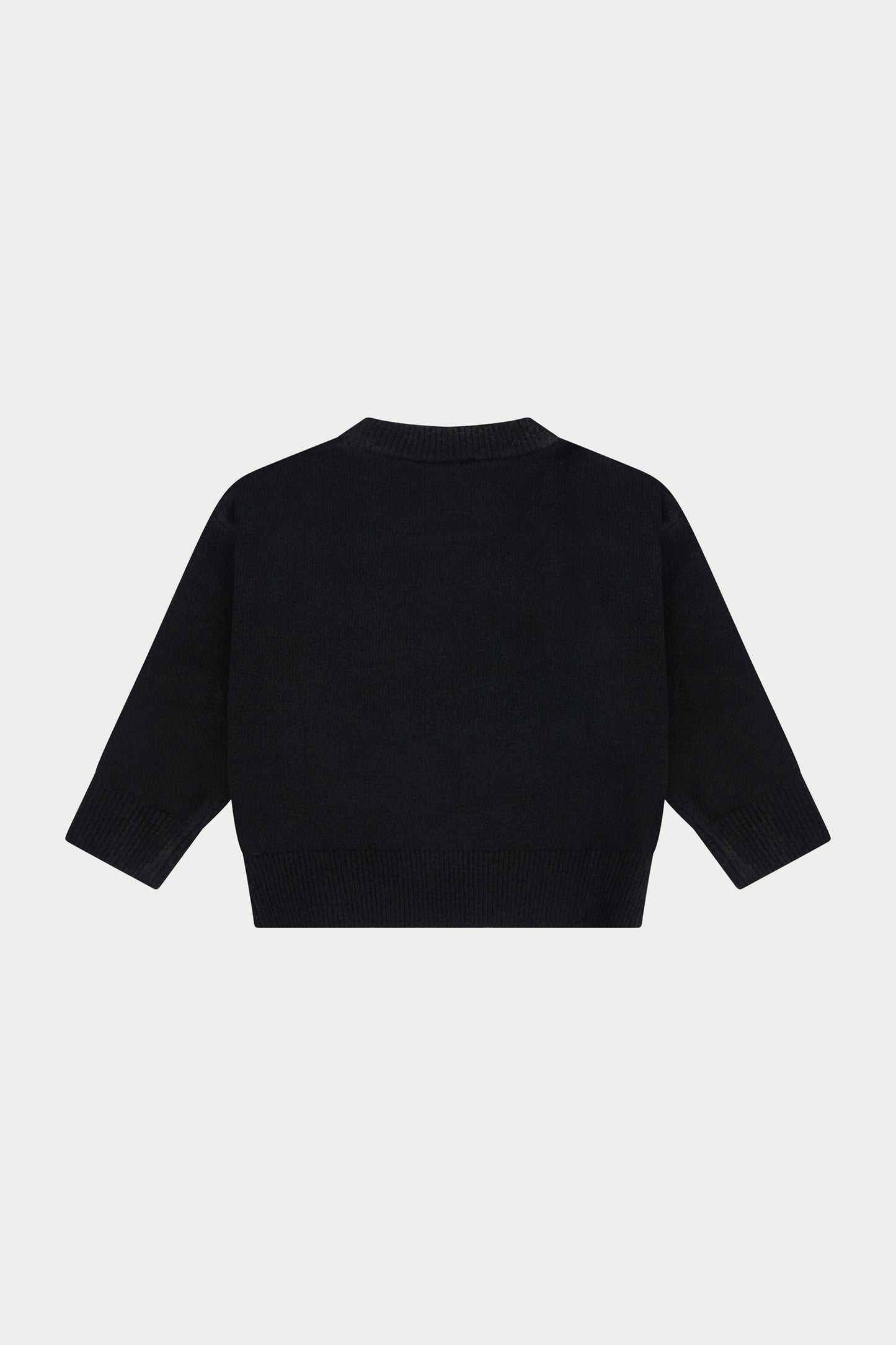 JUNIOR MONOGRAM FLUFFY KNIT CREW - BLACK