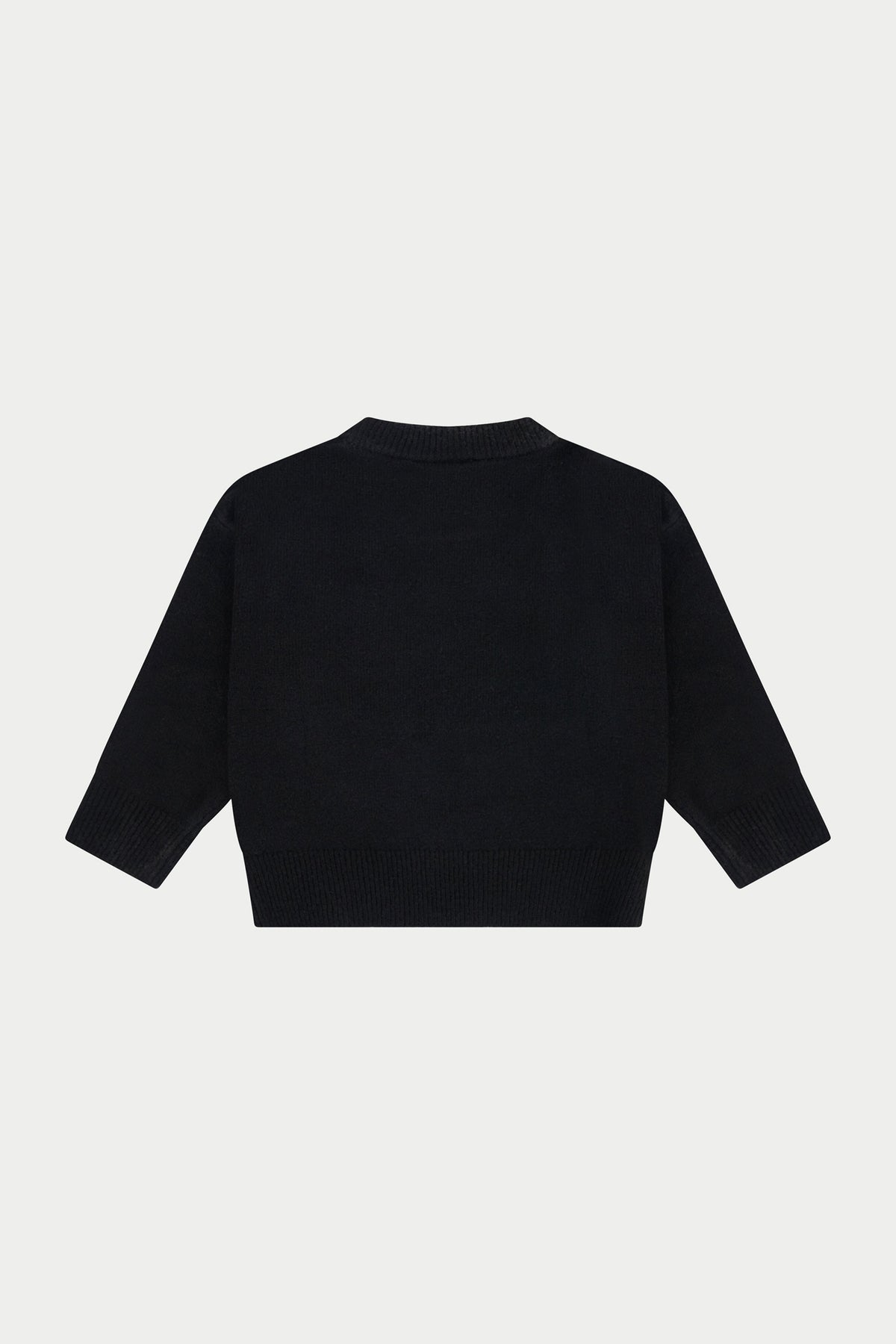 JUNIOR MONOGRAM FLUFFY KNIT CREW - BLACK