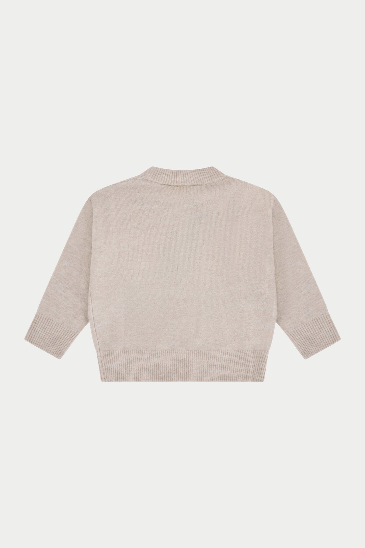 JUNIOR MONOGRAM FLUFFY KNIT CREW - BEIGE