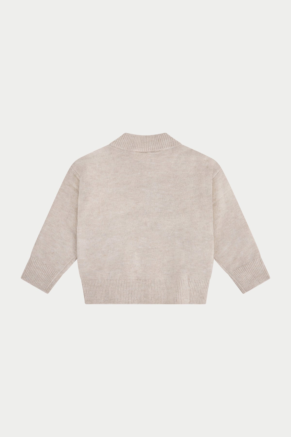 JUNIOR MONOGRAM FLUFFY KNIT ZIP THROUGH - BEIGE