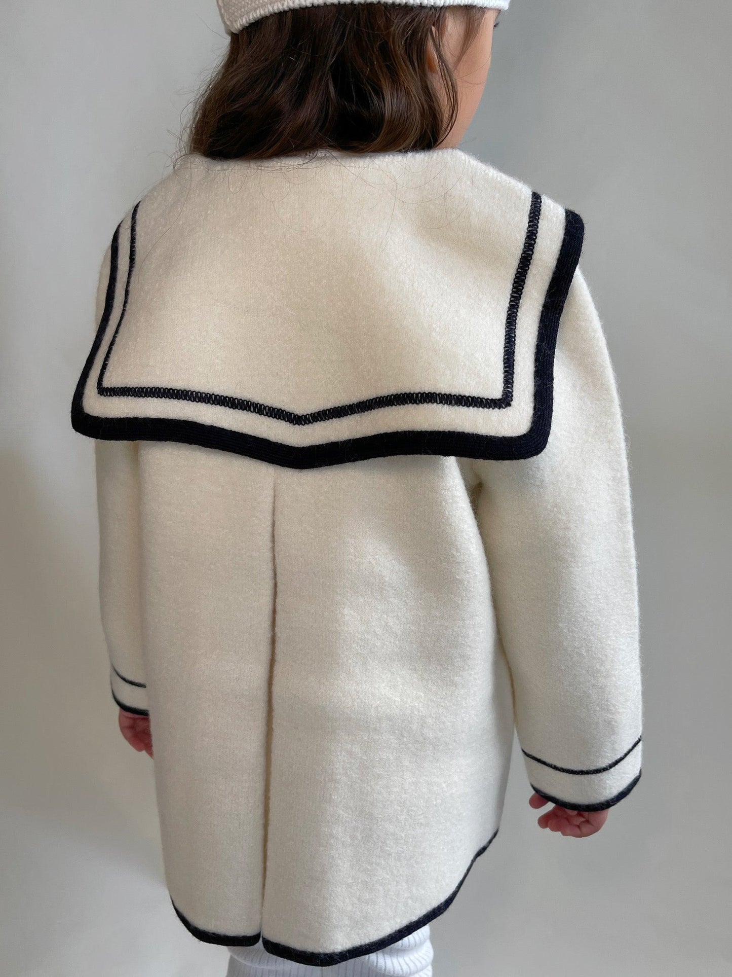 Marae Ivory Merino Wool Sailor Coat - Rose & Albert