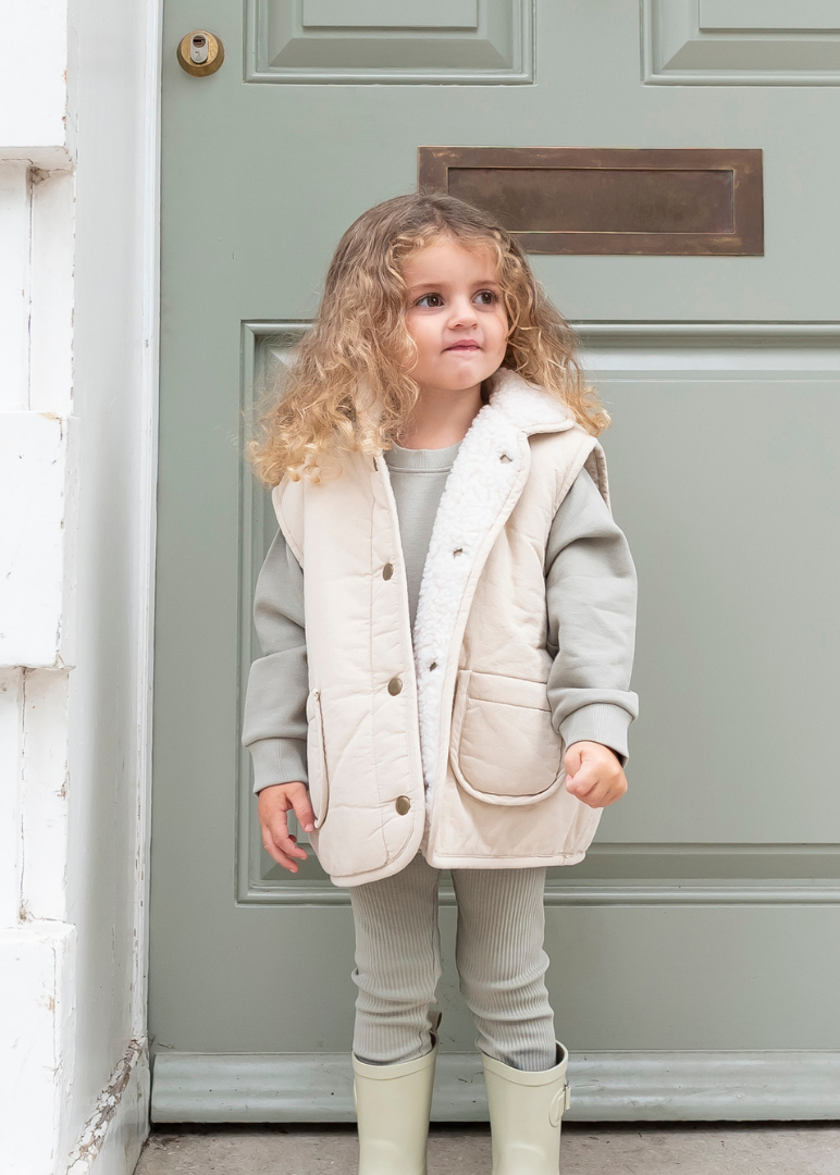 Reversible Teddy Body Warmer in Beige
