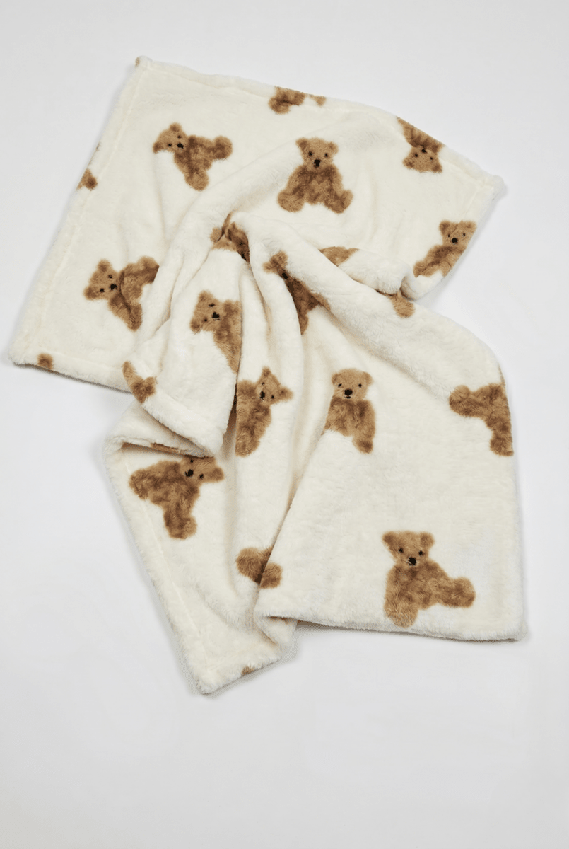 Bear Fleece Minky Blanket Super Soft - Cozy Crew Club