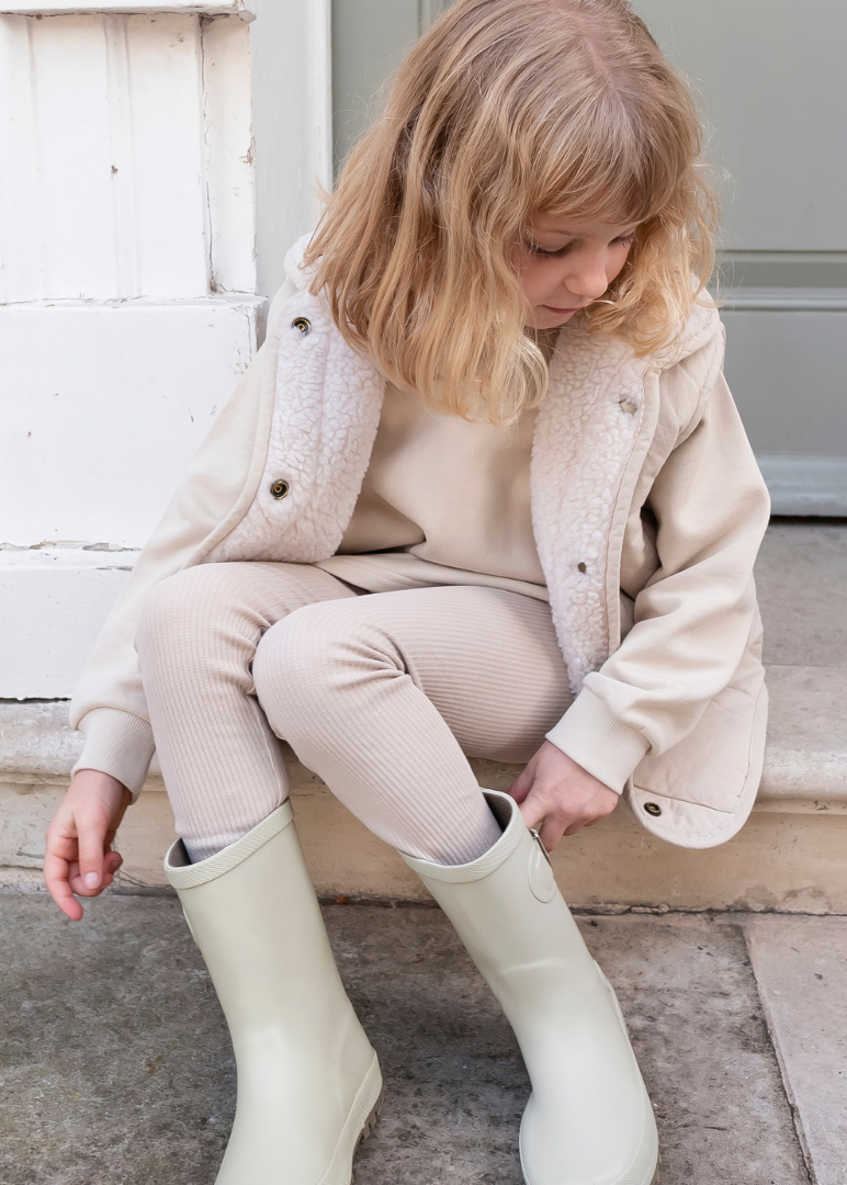 Ribbed Leggings in Beige