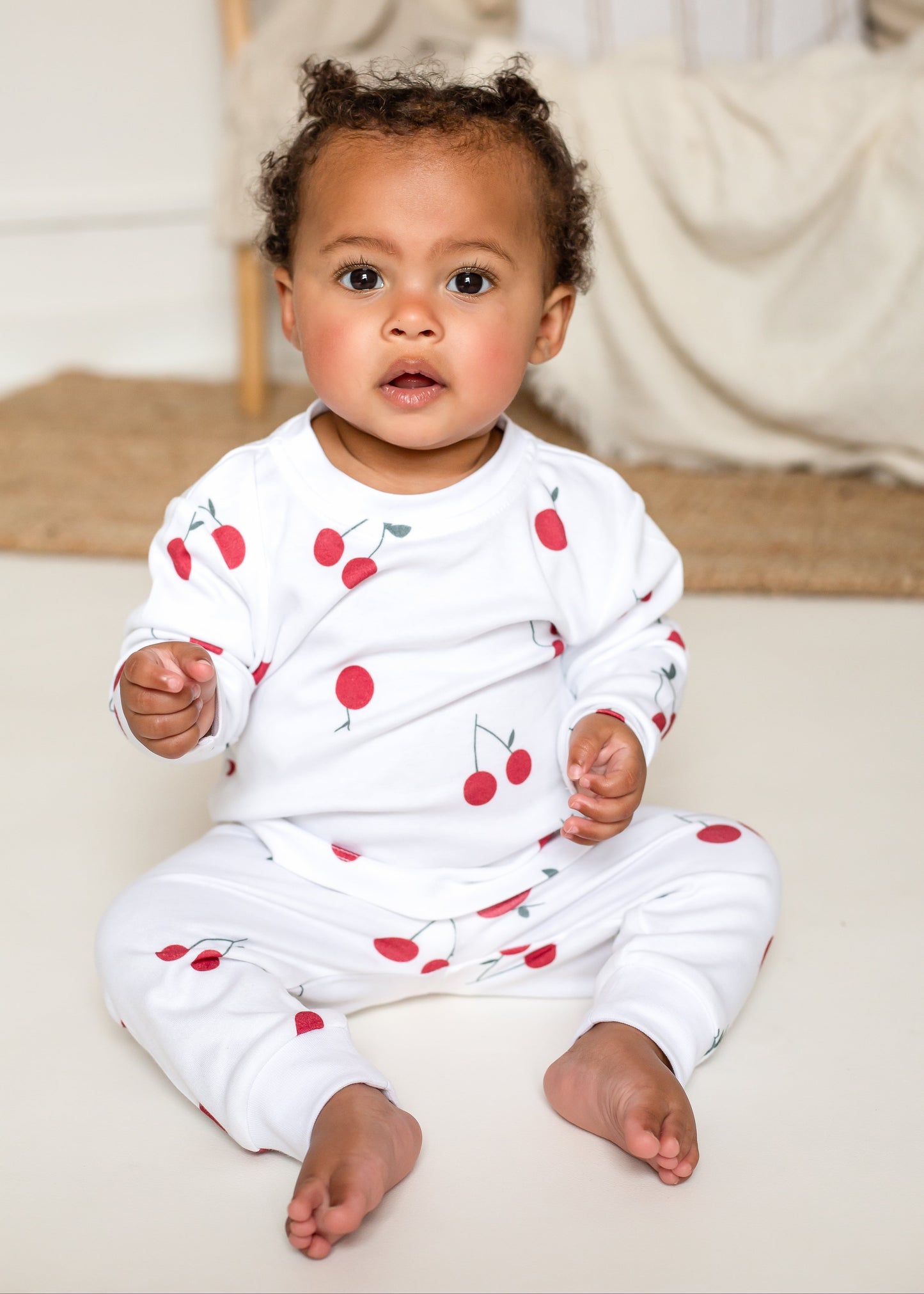 Cherry Bamboo & Organic Cotton Two Piece Set Long Sleeve Pyjamas