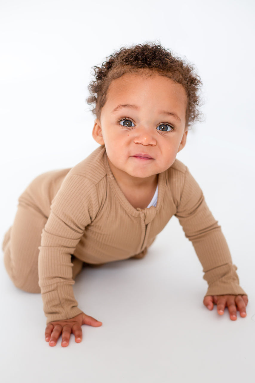 Brown Ribbed Bamboo Zip Sleepsuit One Piece Cozy Crew Club OL Sleepsuits mora-uk.myshopify.com brown-ribbed-bamboo-zip-sleepsuit-one-piece 10off, allproducts, baby, baby collection, bambi, bamboo, bear, bear collection, bear print, brown, camel, china, clothing, easter50, footie, new in, nightwear, organic, ribbed, sleepsuit, summersale24, two way zipper, zero, zip