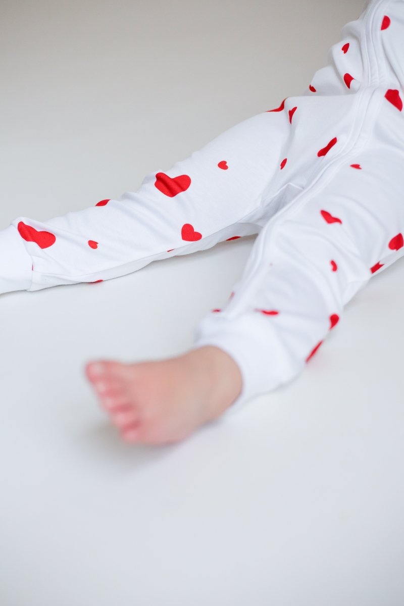 Love Heart Bamboo & Organic Cotton Zip Sleepsuit One Piece - Cozy Crew Club