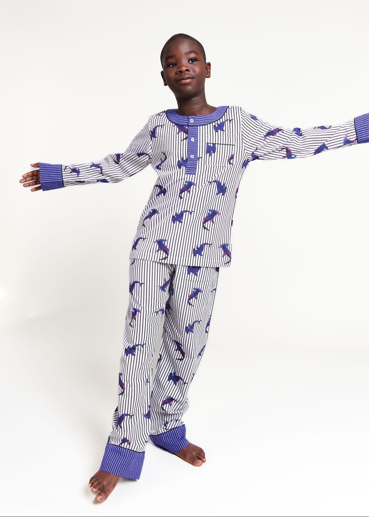 galactic sharks - organic cotton kids pyjama set - Kutti Lulu