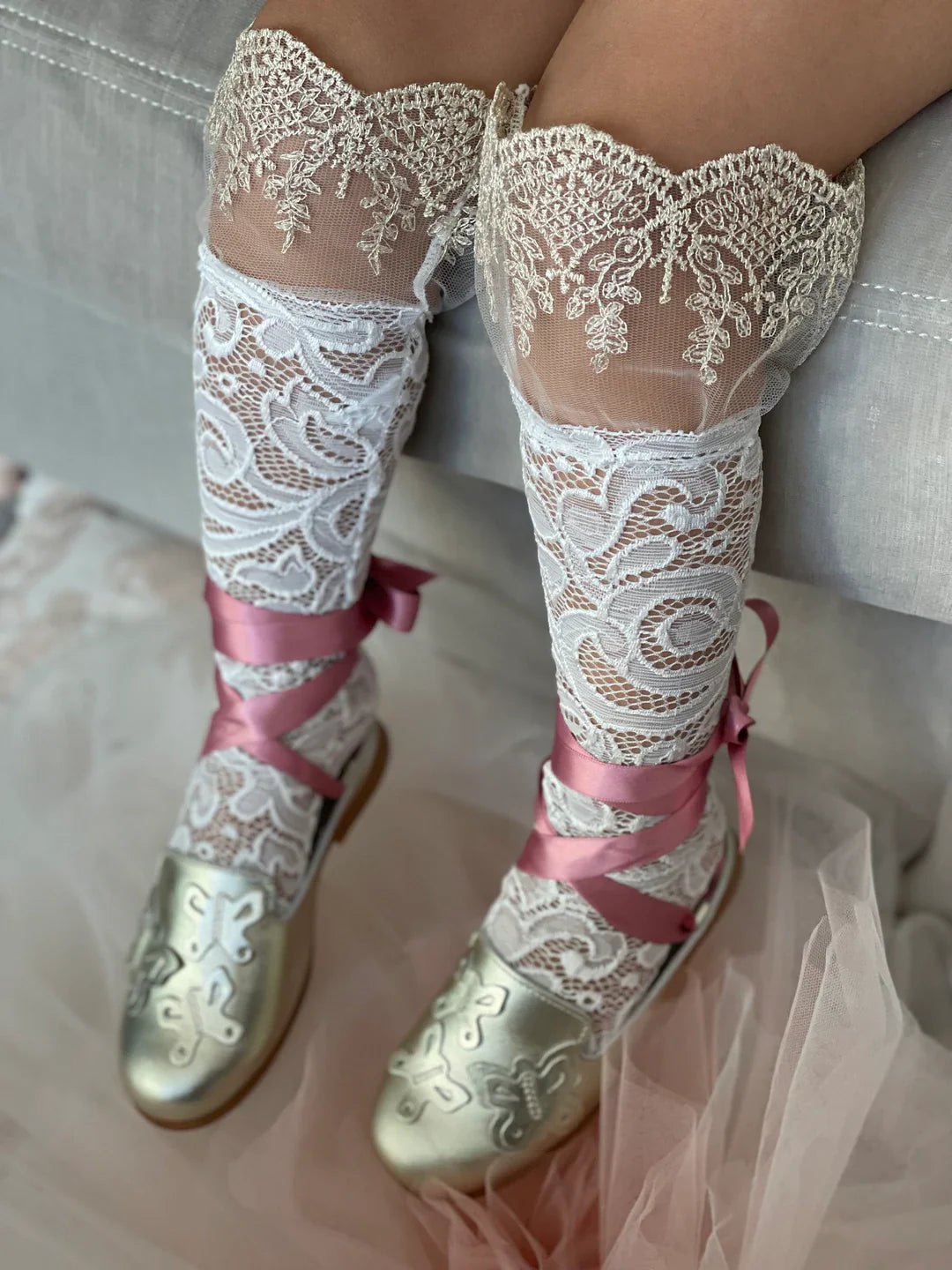 Petite Maison Kids Ivory 'Aida' Lace Socks - Rose & Albert