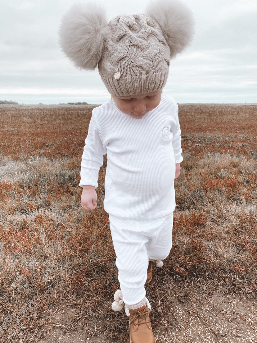 Petite Maison Kids Sandstone Merino Wool Double Pom Hat - Rose & Albert