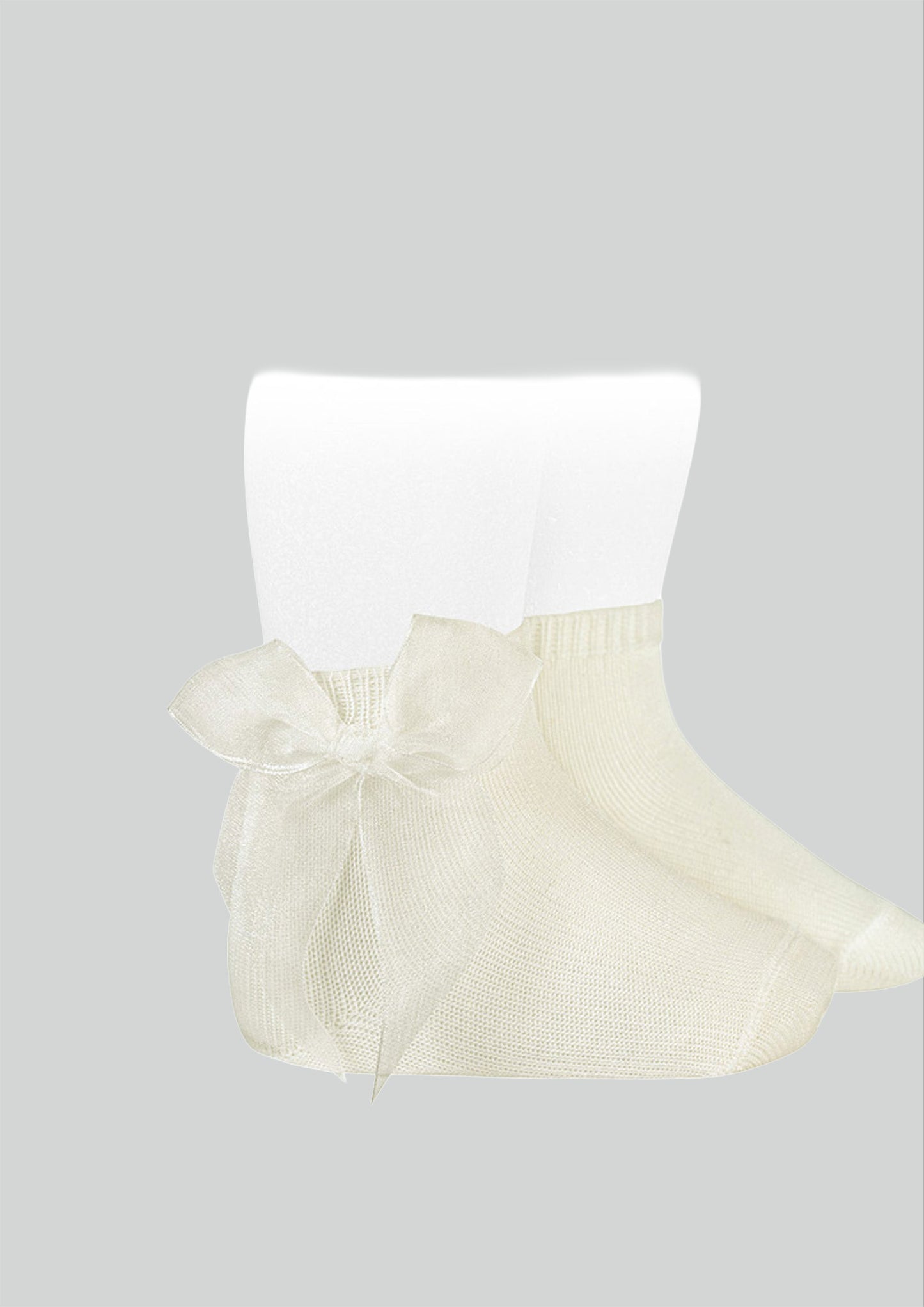 Condor ivory organza bow ankle socks