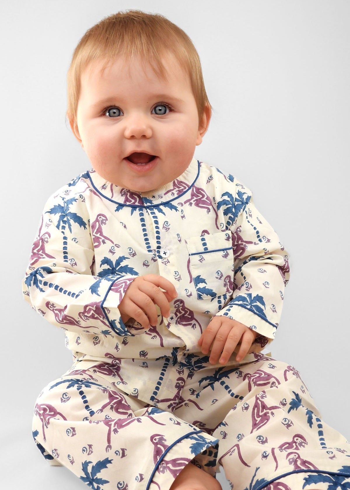 monkey capers - organic cotton baby pyjama set - Kutti Lulu