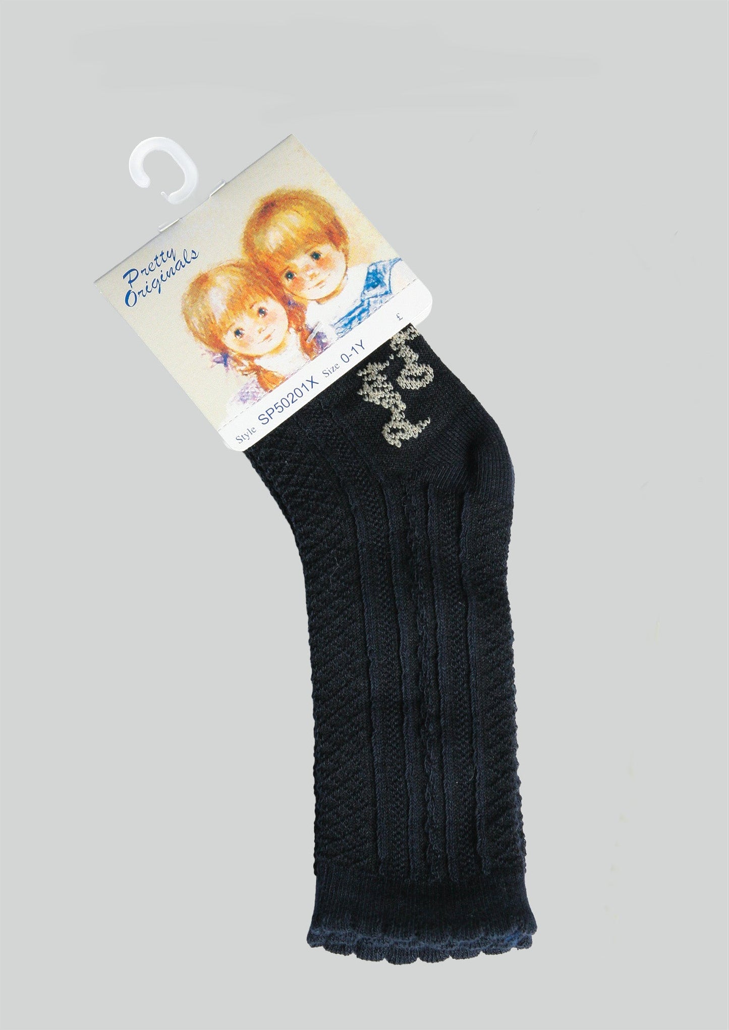 Pretty Originals Navy Patterned Knee Socks