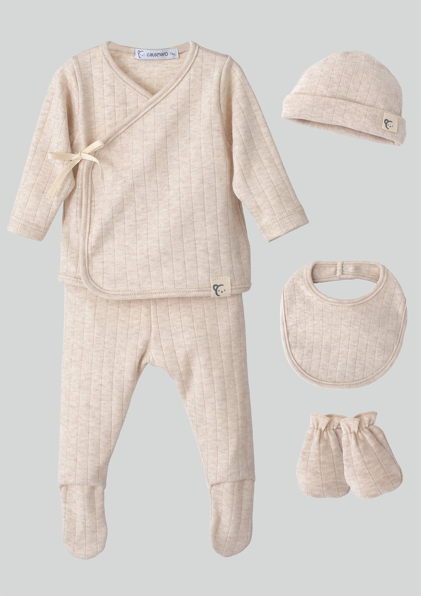 Calamaro Boxed 6 Piece Baby Gift Set in Beige