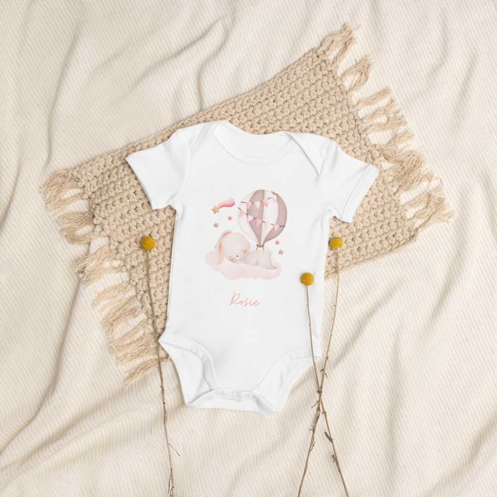 Personalised Name Bunny Hot Air Baloon Bodysuit