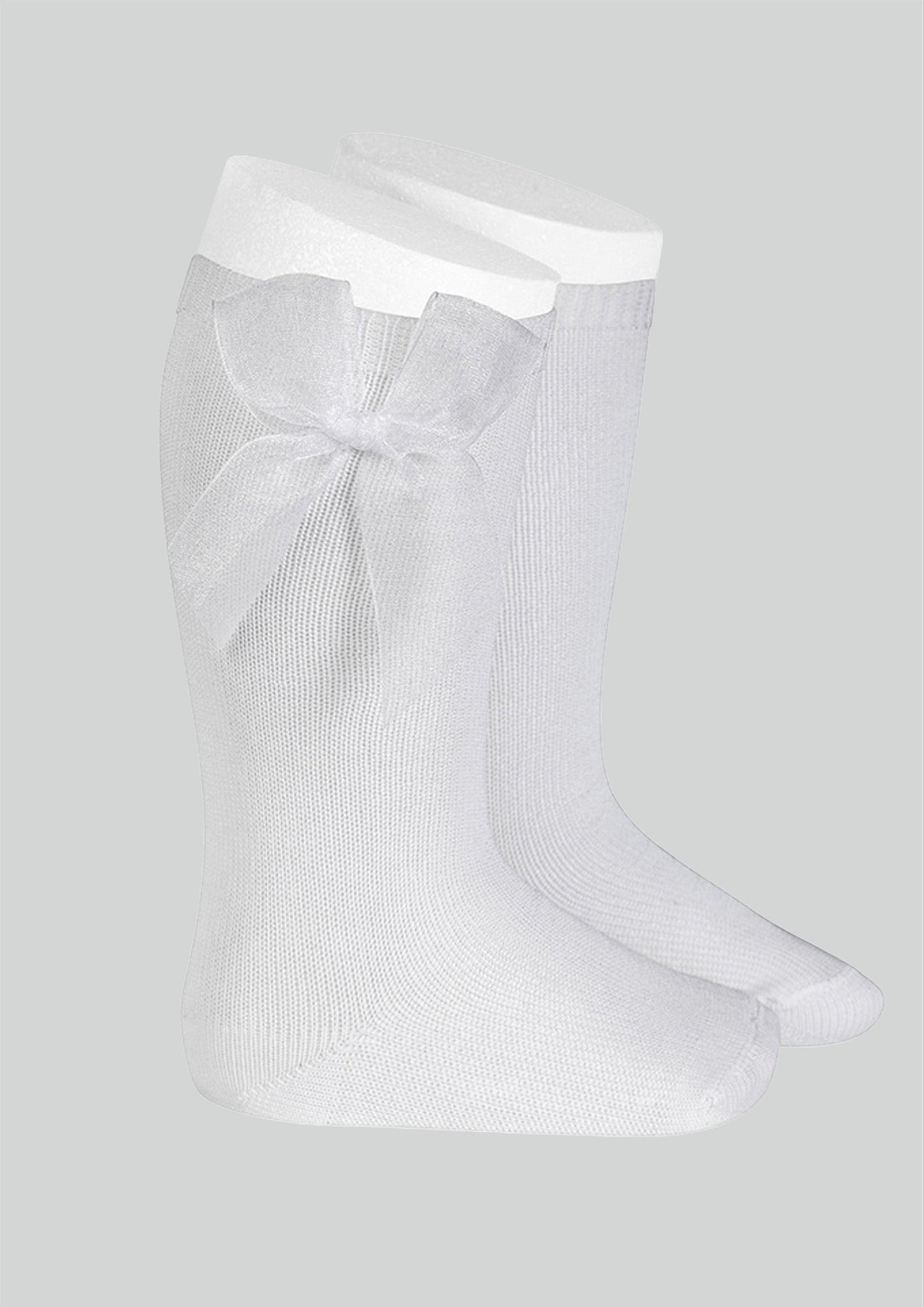 Condor white organza bow knee socks