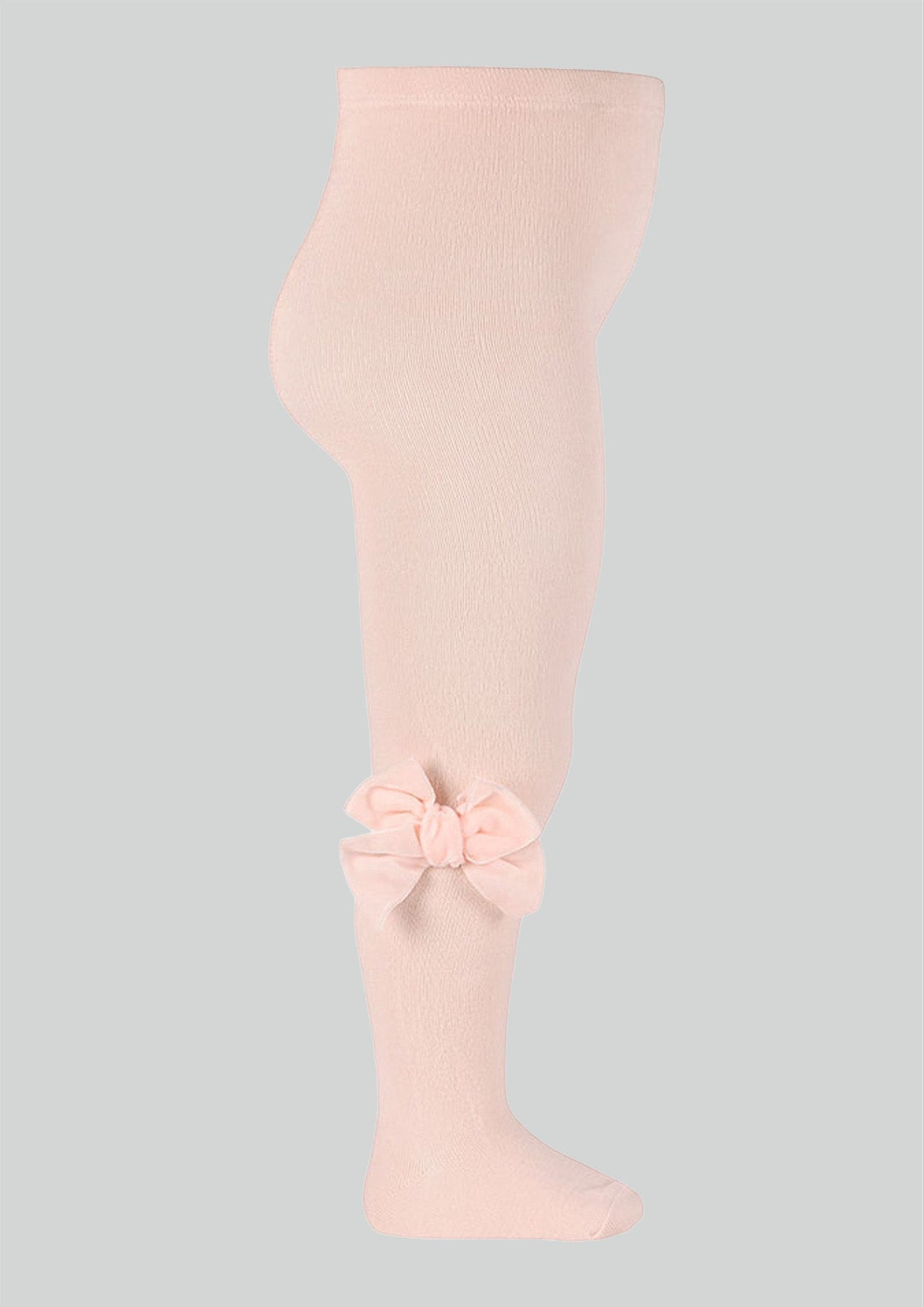 Condor Nude Velvet Bow Tights in Pink