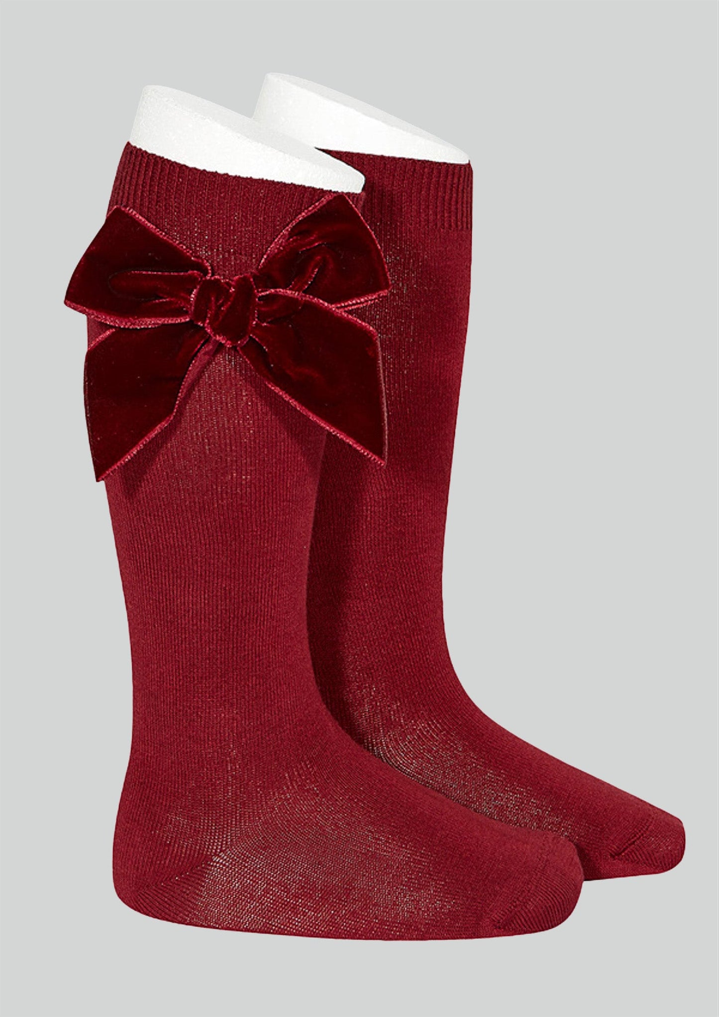 Condor burgundy velvet bow knee socks