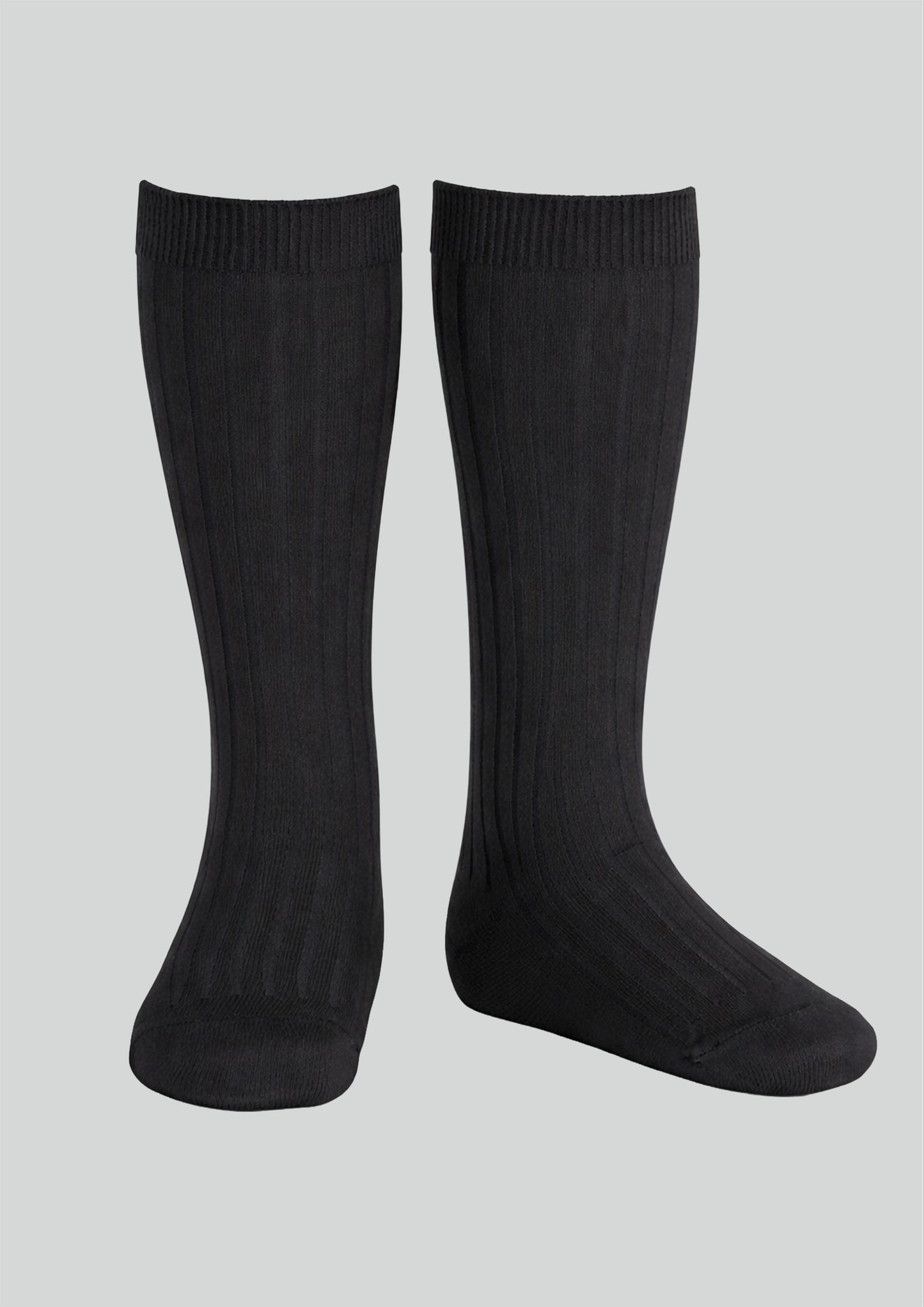 Condor black ribbed knee socks