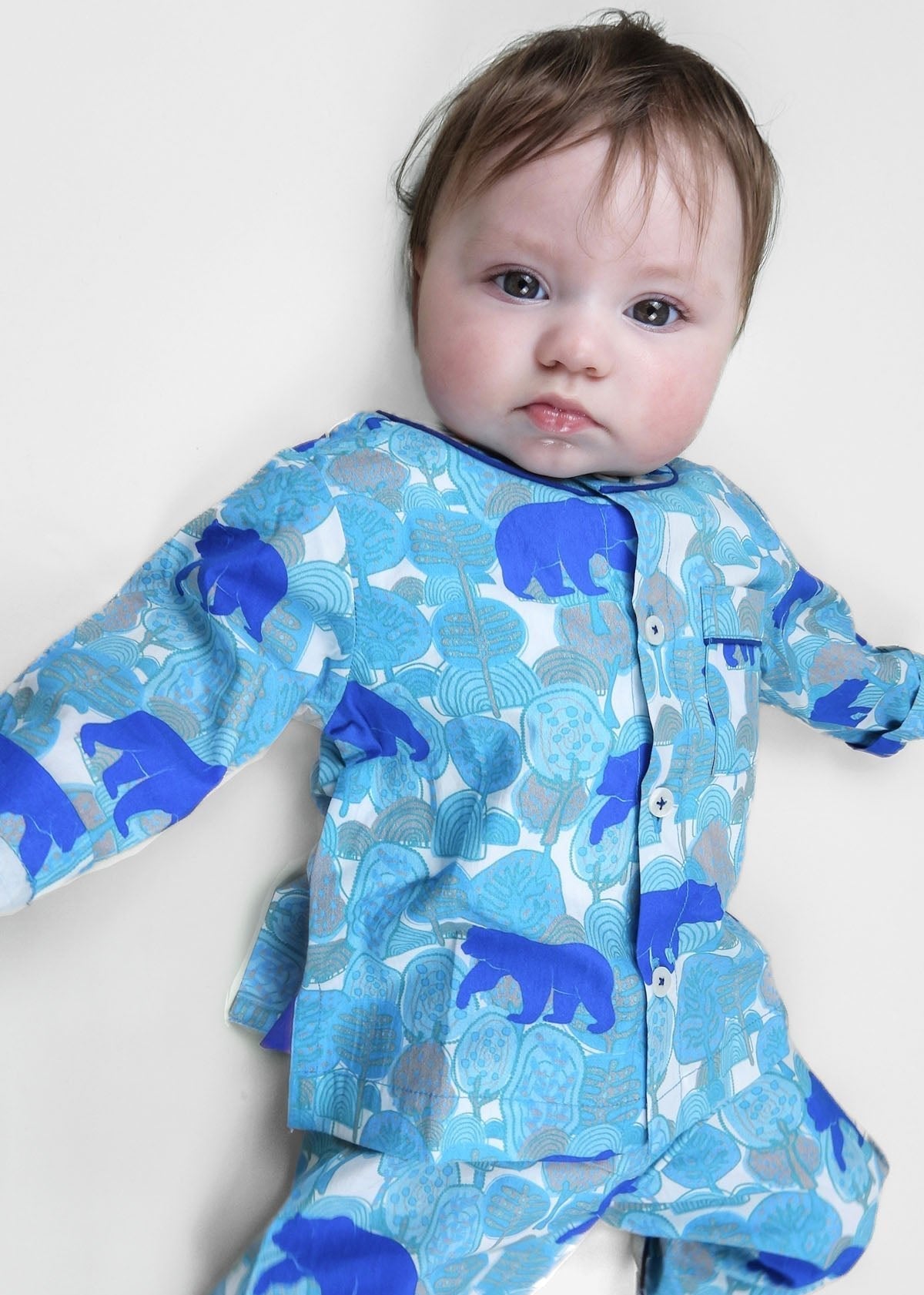 the wandering bear - organic cotton baby pyjama set - Kutti Lulu