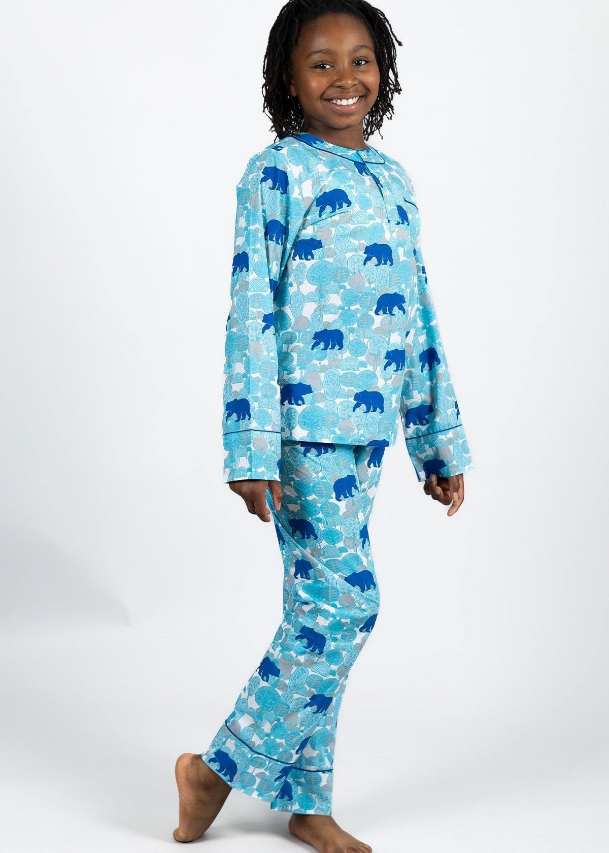 the wandering bear - organic cotton kids pyjama set - Kutti Lulu