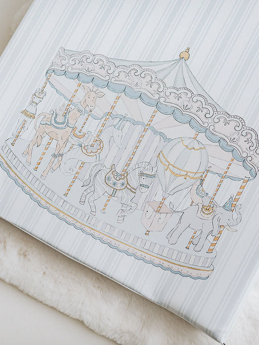 The Gilded Bird 'Carousel' Blue Stripe Wedge Mat - Rose & Albert