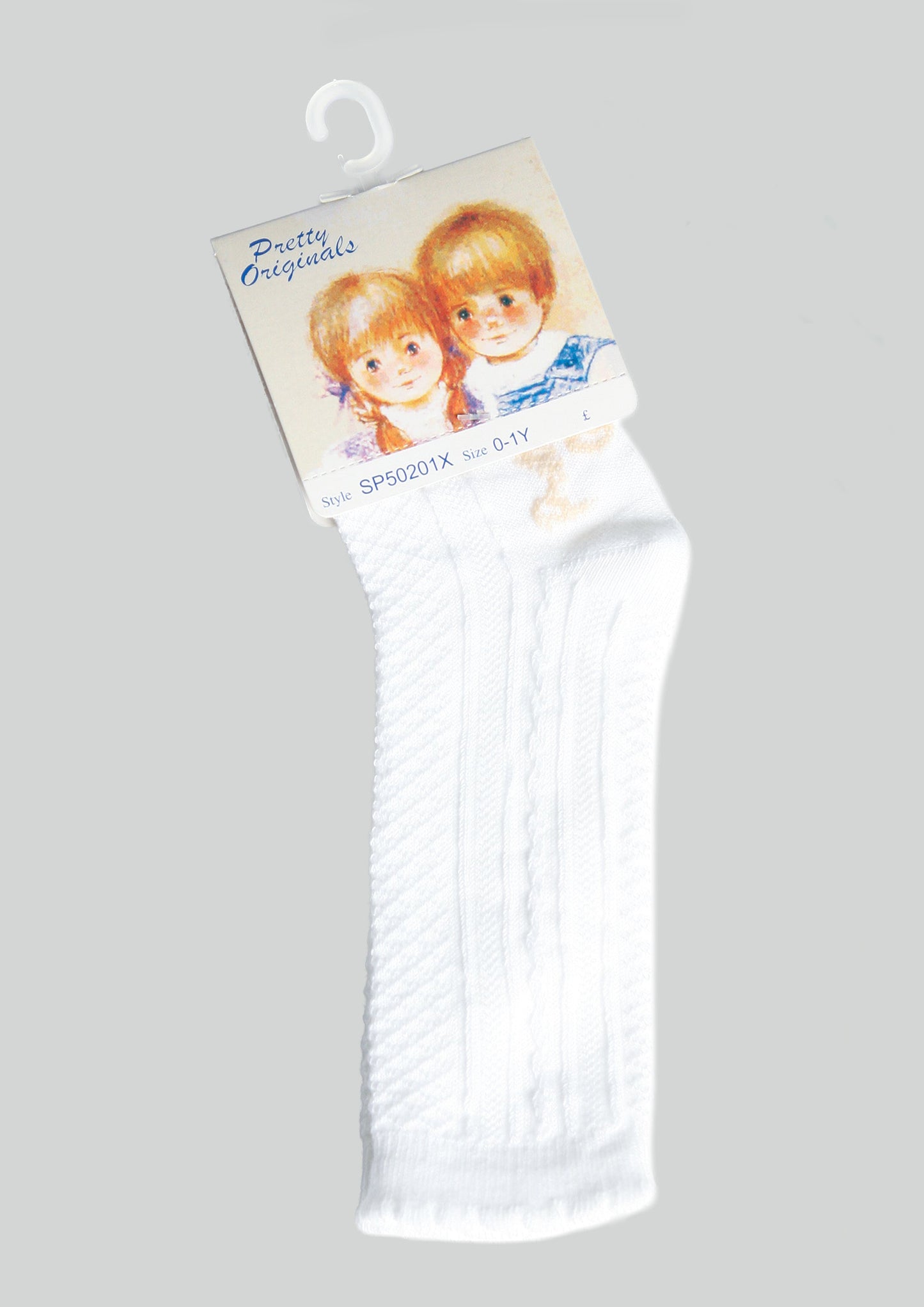 Pretty Originals White Patterned Knee Socks