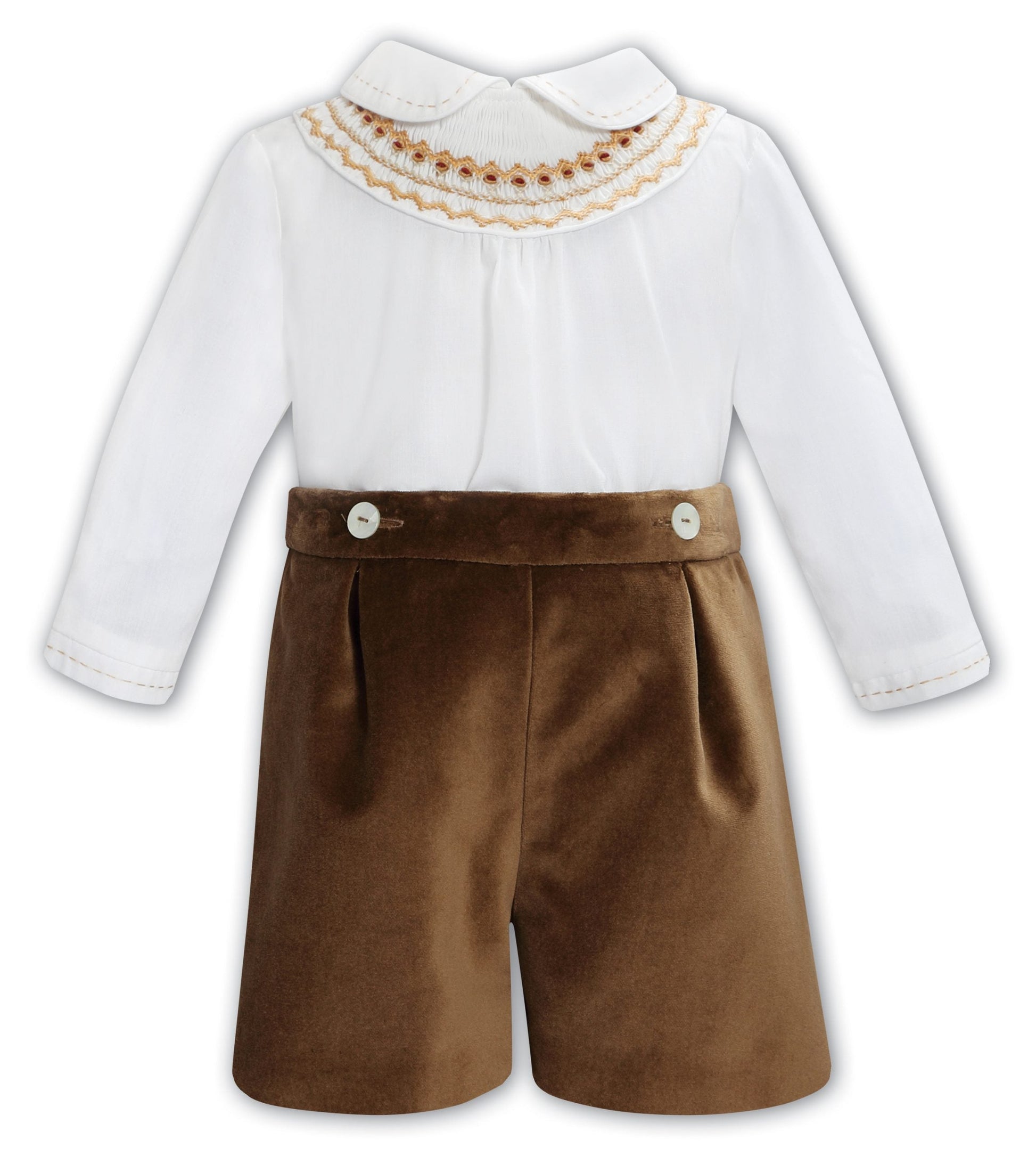 Sarah Louise Brown Velvet Smocked 2 piece set - Rose & Albert