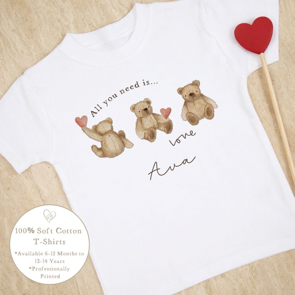 Personalised Valentine's T-Shirt - Bear Trio Design