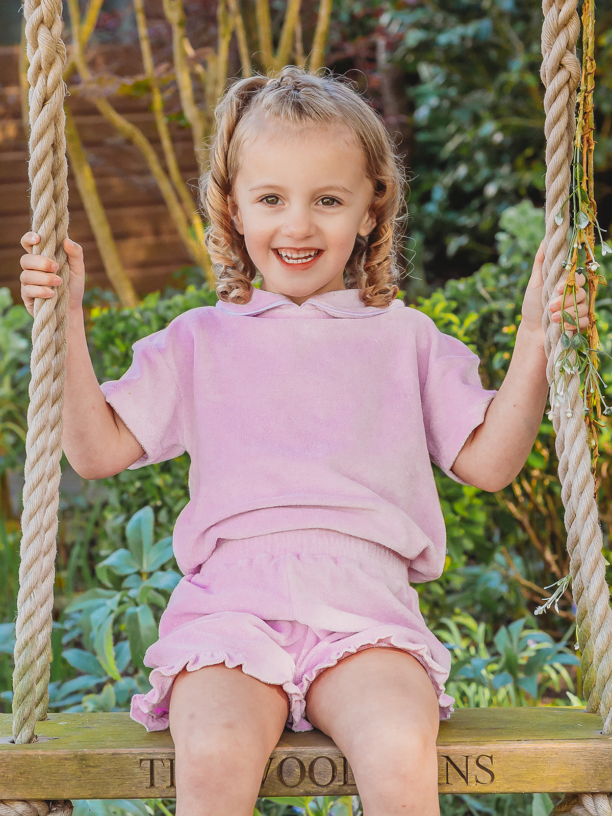 'Hallie' frill lilac towelling short set - Rose & Albert