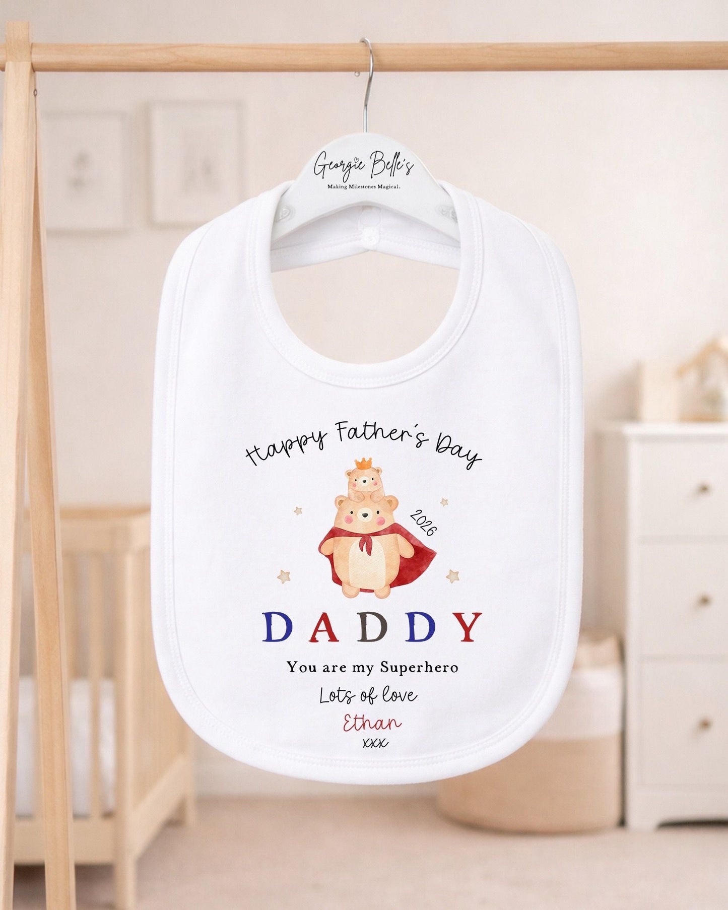 Personalised My First Father's Day Baby Vest / Babygrow - Super Bear Design