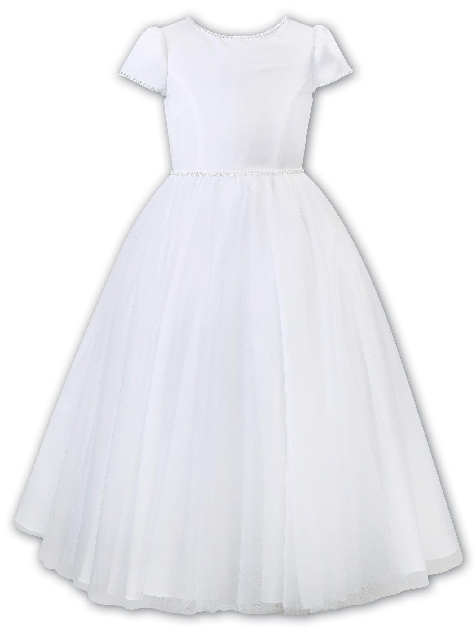 'Cecilia' White Pearl Communion Dress - Rose & Albert