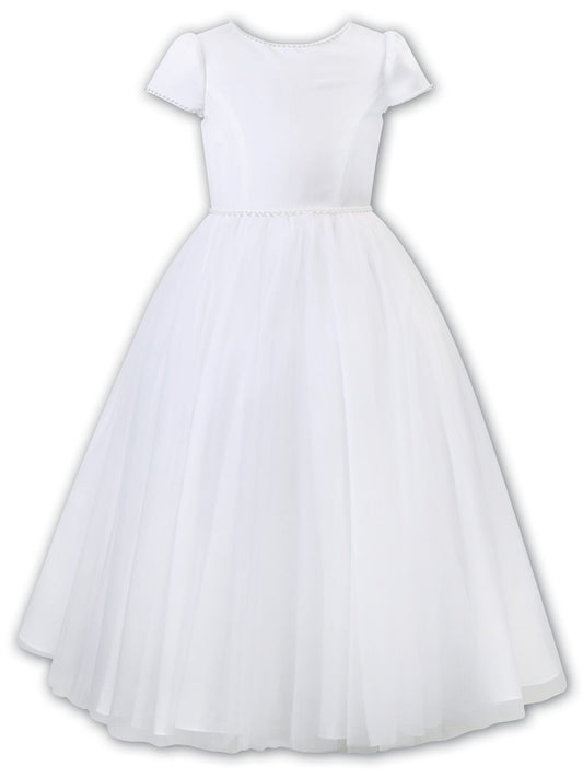 'Cecilia' White Pearl Communion Dress - Rose & Albert