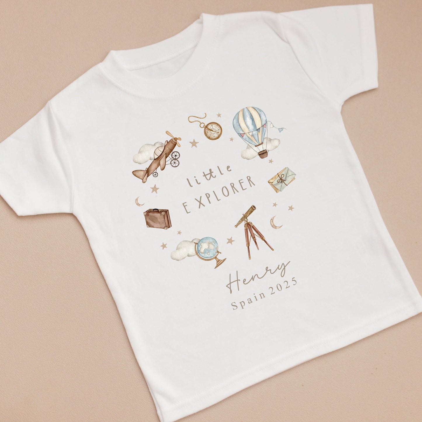 Personalised Holiday T-Shirt - Nude Wreath Design