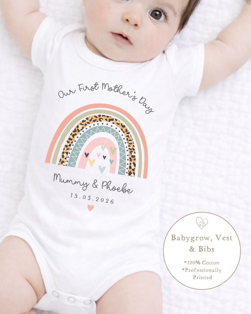 Personalised My First Mother's Day Babygrow / Short Sleeve Vest - Rainbow Design