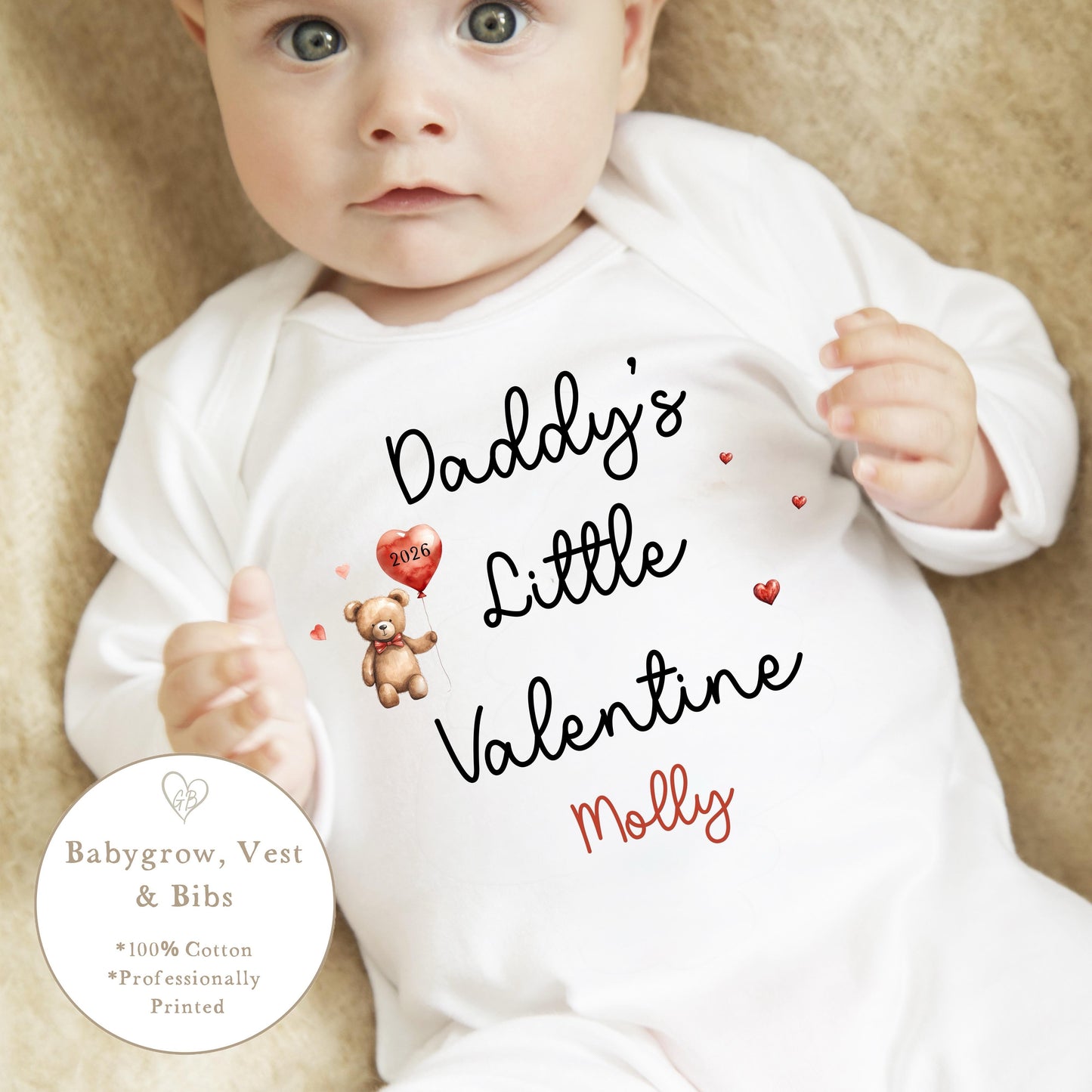 Personalised Valentine's Sleepsuit / Bodysuit - Daddy’s Little Valentine Design
