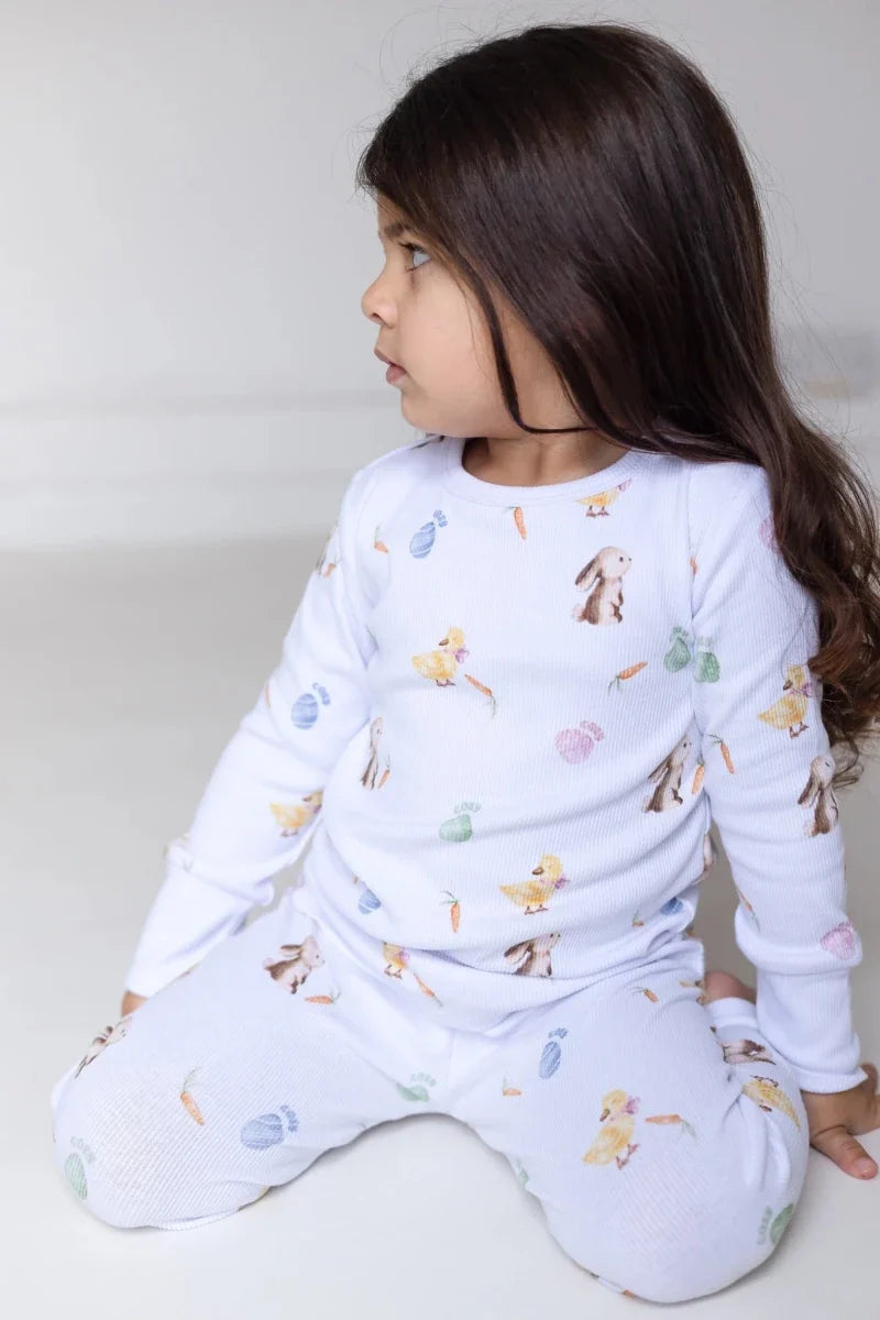 The COZY Hop Ribbed Cotton Two-Piece Set Long Sleeve Pyjamas - Cozy Crew Club