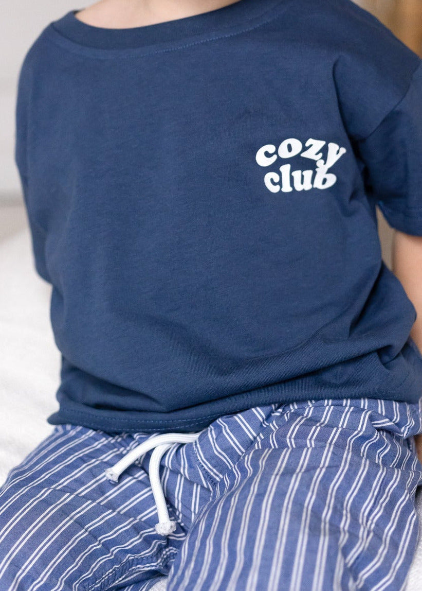 Cozy Crew Club Graphic Tee in Blue
