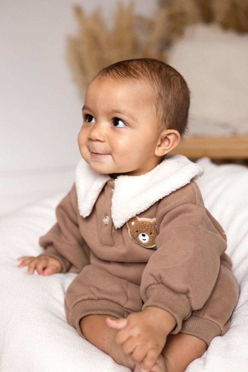 The Winter Fur Bear Hooded Pramsuit - Cozy Crew Club