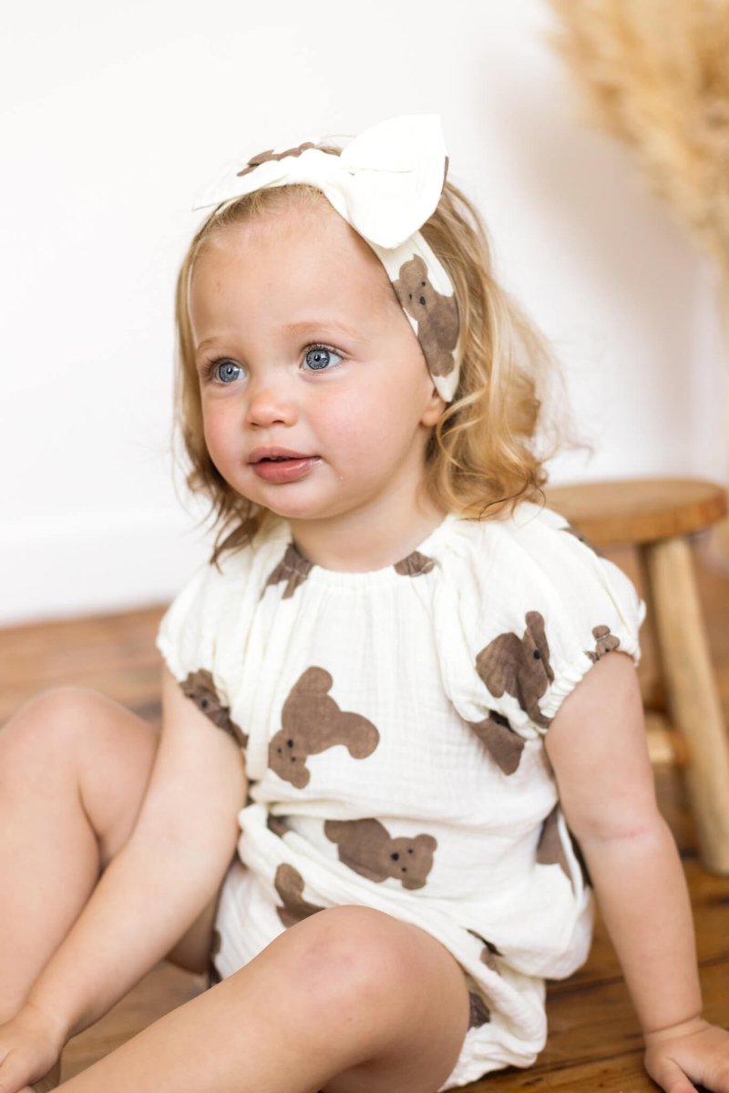 Bear 3 Piece Summer Set (T-Shirt, Shorts & Headband) - Cozy Crew Club