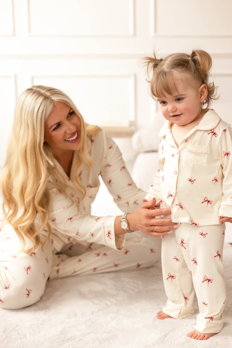 Mini COZY Rosy Ribbon Pyjamas Set - Cozy Crew Club