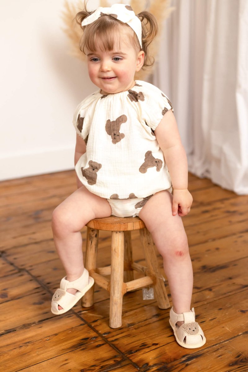 Bear 3 Piece Summer Set (T-Shirt, Shorts & Headband) - Cozy Crew Club