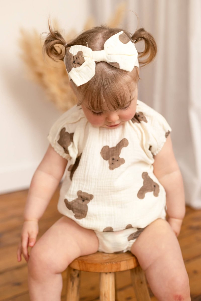 Bear 3 Piece Summer Set (T-Shirt, Shorts & Headband) - Cozy Crew Club