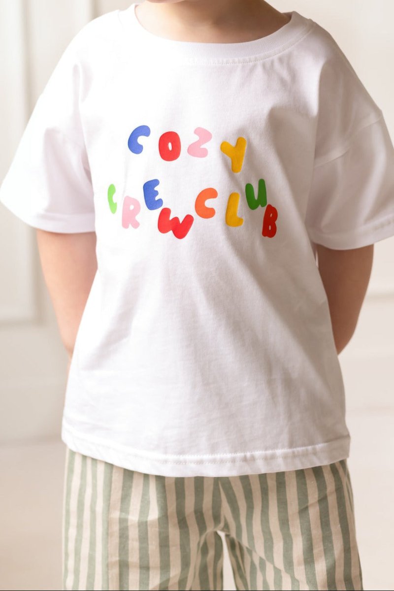 Cozy Crew Club 90's Colour Graphic Tee 100% Cotton