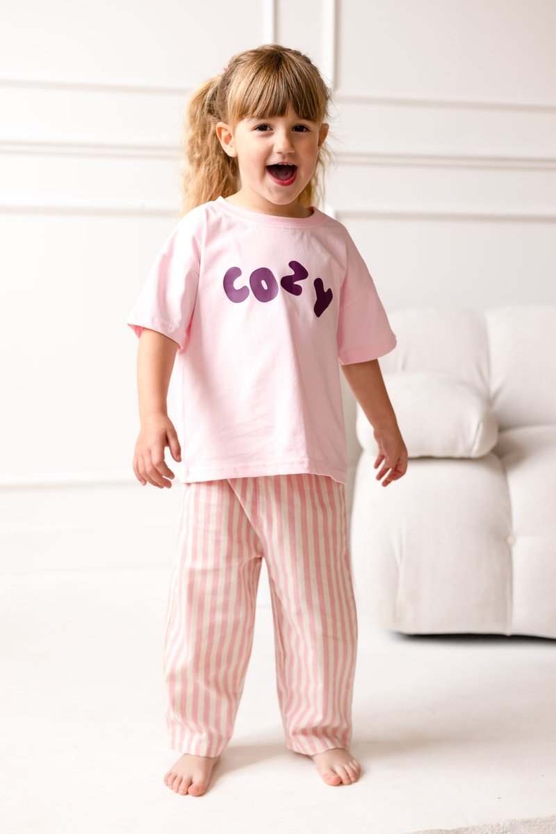 Cozy Crew Club Pink Graphic Tee 100% Cotton