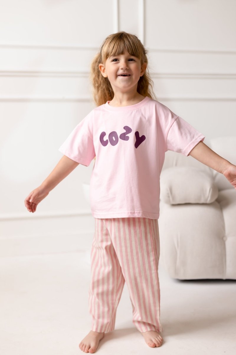 Cozy Crew Club Pink Graphic Tee 100% Cotton